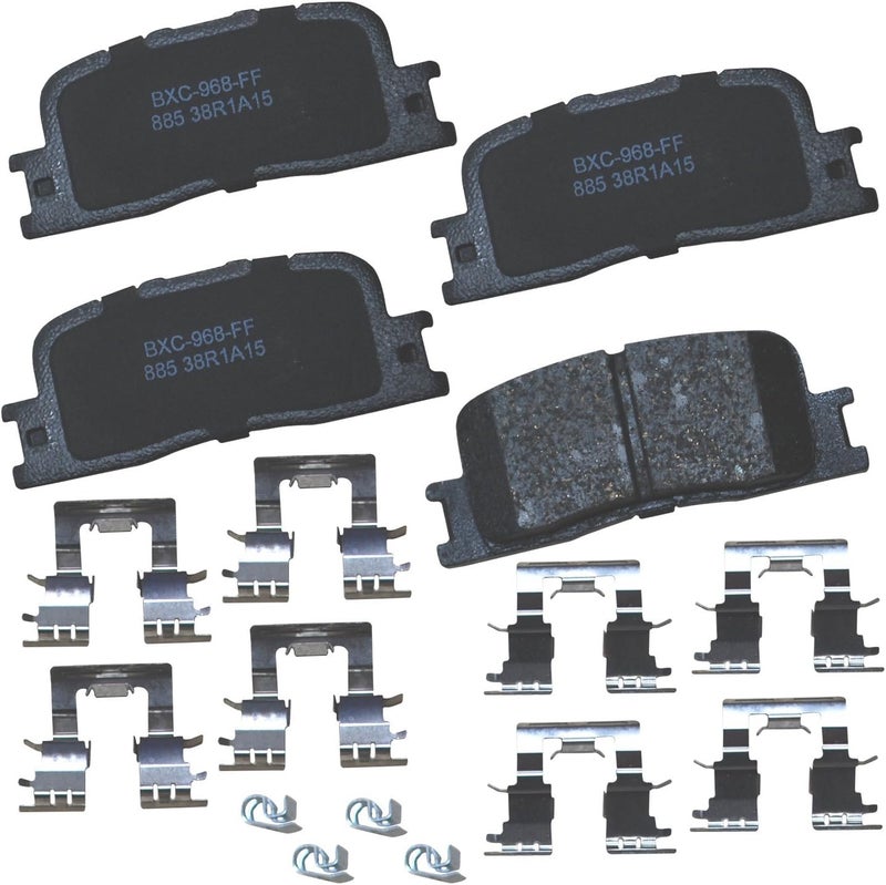 Bendix وسادات فرامل خلفية سيراميك SBC885 الممتازة لسيارات لكزس ES300 2003-2002، ES330 2006-2004، تويوتا كامري 2006-2002، هايلاندر 2003-2001 - Image 1